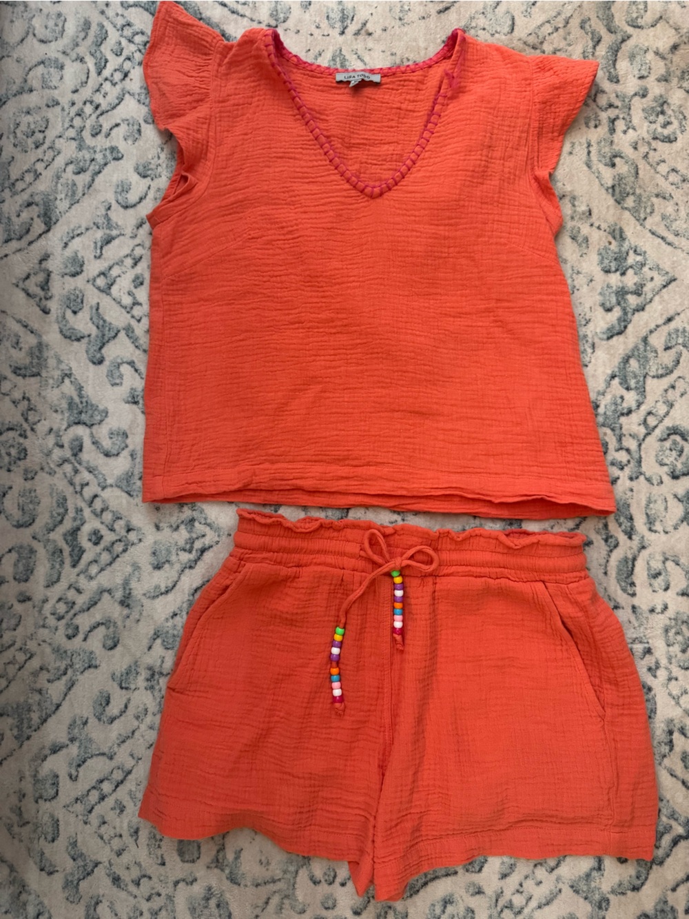 Lisa Todd Salmon Textured Top & Short Set